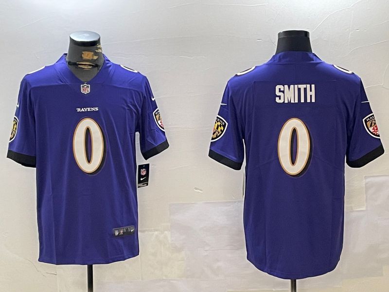 Men Baltimore Ravens #0 Smith Purple Second generation 2024 Nike Limited NFL Jersey style 1->baltimore ravens->NFL Jersey